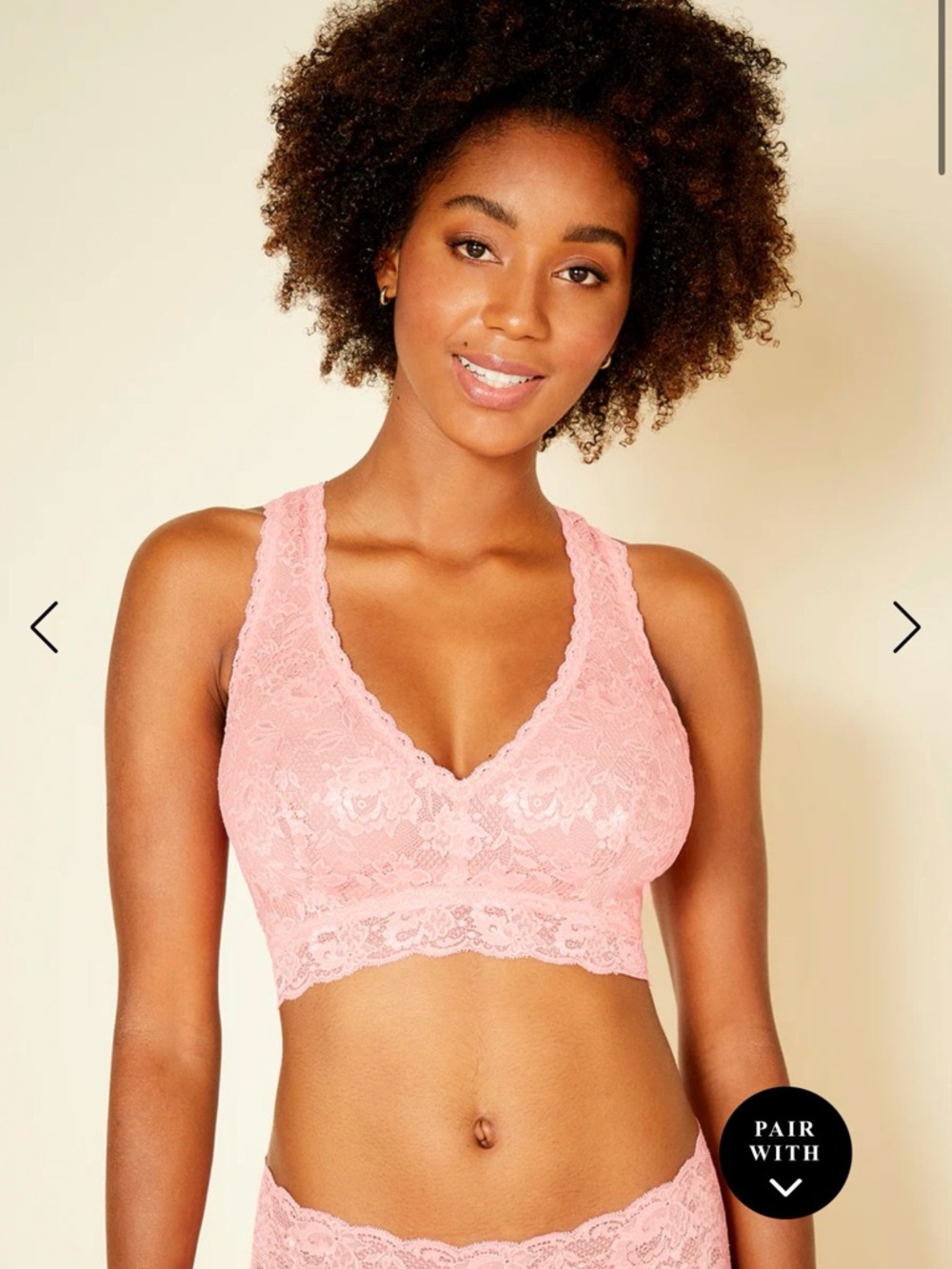 Cosabella Blush Lace Longline Bralette and undies